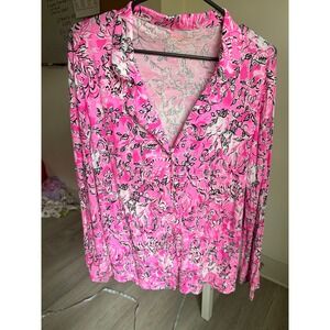 Lily Pulitzer‎ pink women's top pajama shirt large